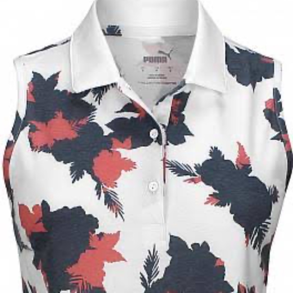 Puma DryCell Abstract Floral Sleeveless Golf Shirt